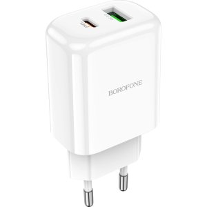 Borofone Wall charger BN4 Potential - USB + Type C - QC 3.0 PD 2.0 20W white