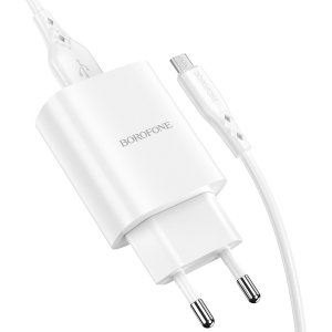 Borofone Wall charger BN1 Innovative - USB - 2,1A with USB to MicroUSB white