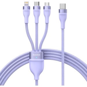 Baseus Cable Flash Series II 3 in 1 - Type C to Type C, Lightning, Micro USB - 100W 1,5 metres (CASS030205) purple