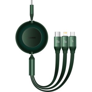 Baseus Cable Bright Mirror 2 3 in 1 - Type C to Micro USB, Lightning, Type C - 100W 1,1 metres (CAMJ010206) green