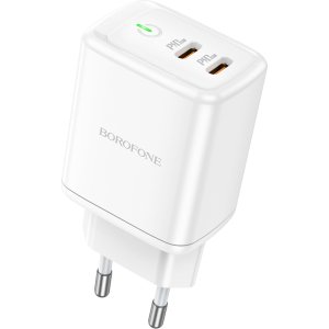 Borofone Wall charger BN9 Reacher - 2xType C - QC 3.0 PD 35W white