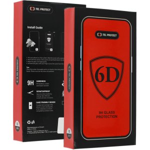 Tel Protect Full Glue 6D Tempered Glass for IPHONE 12 MINI Black - 10 PACK