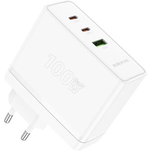 Borofone Wall charger BN11 Imperial - USB + 2xType C - QC 3.0 PD 100W white