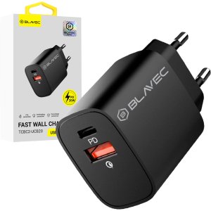 Blavec Wall charger BC-2 - USB + Type C - QC 3.0 PD 20W (TCBC2-UCB20) black