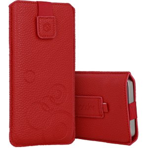WONDER Deko Pouch Case (Size XXL) for Samsung S25 Ultra/S24 Ultra/M35/M23/A16 5G/Xiaomi Redmi 14C red