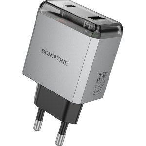 Borofone Wall charger BN20 Lena - USB + Type C - PD 35W grey