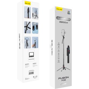 Blavec Selfie Stick Aluminium Fusion P-08 tripod + remote control + 1 lamp 2,2 metres (SSFP08-TR1LB22) black