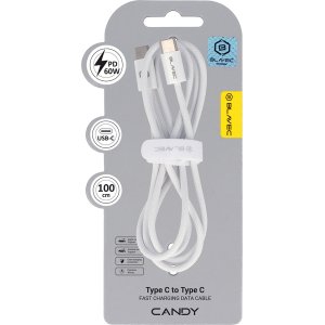 Blavec Cable Candy braided - Type C to Type C - PD 60W 3A 1 metre Apple CarPlay/Android Auto (CCA-CC3W10) white