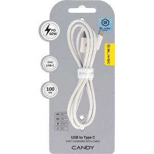 Blavec Cable Candy braided - USB to Type C - PD 60W 3A 1 metre Apple CarPlay/Android Auto (CCA-UC3W10) white