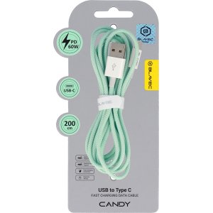Blavec Cable Candy braided - USB to Type C - PD 60W 3A 2 metres Apple CarPlay/Android Auto (CCA-UC3GN20) green