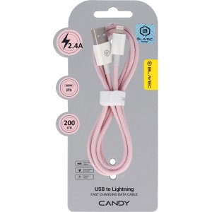 Blavec Cable Candy braided - USB to Lightning - 2,4A 2 metres Apple CarPlay (CCA-UL24P20) pink