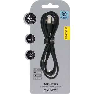 Blavec Cable Candy braided - USB to Type C - PD 60W 3A 3 metres Apple CarPlay/Android Auto (CCA-UC3B30) black