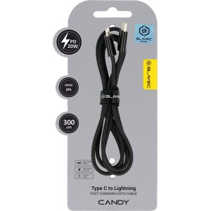 Blavec Cable Candy braided - Type C to Lightning - PD 20W 2,4A 3 metres Apple CarPlay (CCA-CL24B30) black
