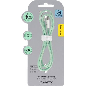 Blavec Cable Candy braided - Type C to Lightning - PD 20W 2,4A 3 metres Apple CarPlay (CCA-CL24GN30) green