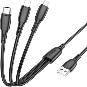 Borofone Cable BX71 3 in 1 - USB to Type C, Micro USB, Lightning - 2A 1 metre black
