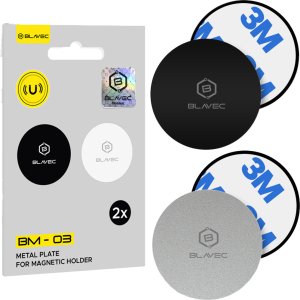 Blavec Metal plate for magnetic holder BM-03 set of 2 pieces round (40mm) black and silver