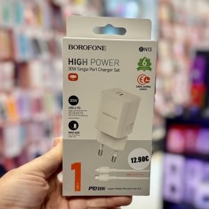 Borofone BN13 High Power Φορτιστής 30W USB-C PD με Καλώδιο USB-C σε iPhone (1m)