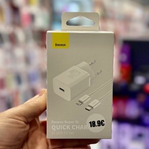 Baseus Super Si 20W Ταχυφορτιστής USB-C PD Set (EU) - Fast Charge για iPhone/iPad