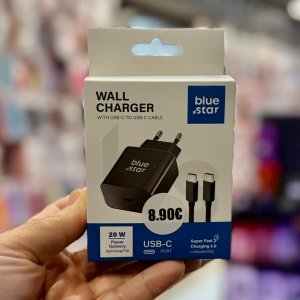Blue Star 20 W USB‑C φορτιστής (PD / QC 4.0) + καλώδιο USB‑C 1 m