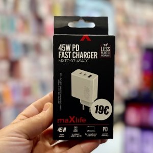 Maxlife 45 W USB-C + USB-A φορτιστής PD
