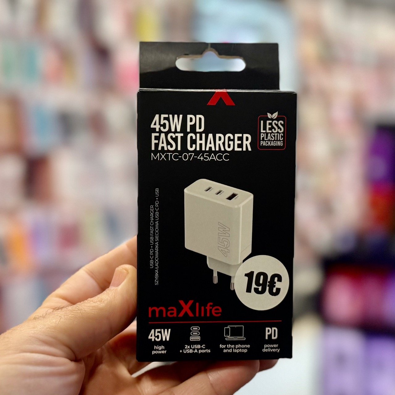 Maxlife 45 W USB-C + USB-A φορτιστής PD