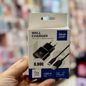 Blue Star USB-A φορτιστής + καλώδιο Micro-USB 1.13 m