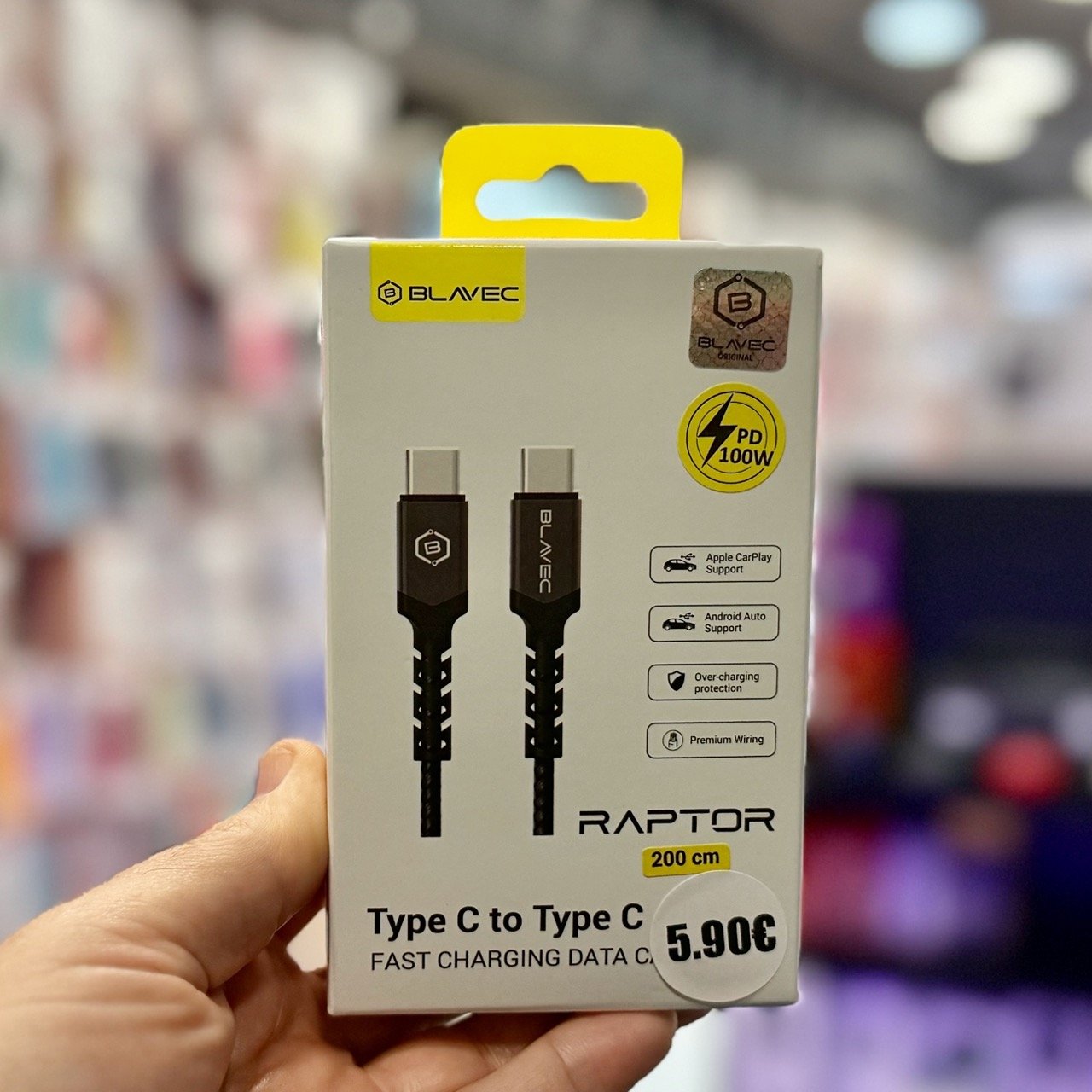 Blavec CRA‑CC5BG20 2 m USB‑C σε USB‑C καλώδιο 100 W / 5 A