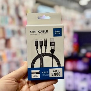 Blue Star 1.2m Πολυλειτουργικό Καλώδιο 4-σε-1 (USB-A σε Micro USB/USB-C/Lightning) 3A