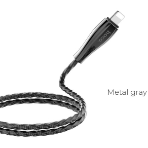 HOCO U56 METAL ARMOR ΜΕΤΑΛΛΙΚΟ ΚΑΛΩΔΙΟ LIGHTNING ΦΟΡΤΙΣΗΣ & DATA 1.2m, ΓΚΡΙ