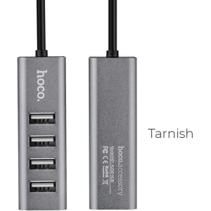HOCO USB HUB 2.0, 4 PORT, ΚΑΙ ΦΟΡΤΙΣΗ, HB1, ΑΝΘΡΑΚΙ