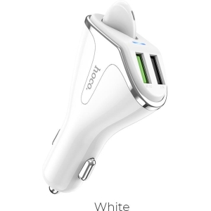 HOCO E47 ΦΟΡΤΙΣΤΗΣ ΑΥΤΟΚΙΝΗΤΟΥ QC3.0 ΚΑΙ ΑΚΟΥΣΤΙΚΟ HANDSFREE 2 ΣΕ 1 ΛΕΥΚΟ
