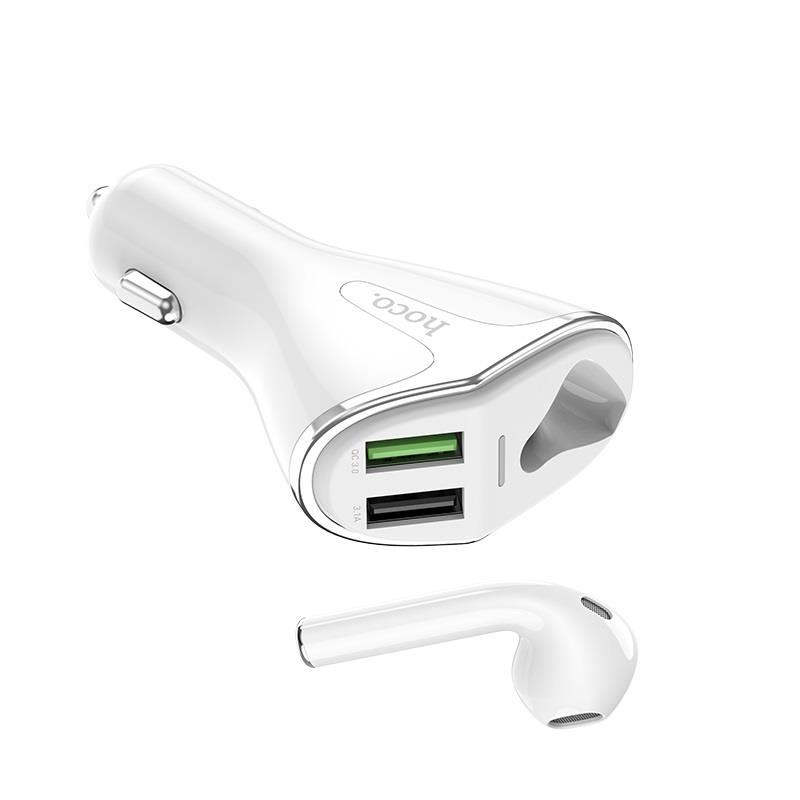 HOCO E47 ΦΟΡΤΙΣΤΗΣ ΑΥΤΟΚΙΝΗΤΟΥ QC3.0 ΚΑΙ ΑΚΟΥΣΤΙΚΟ HANDSFREE 2 ΣΕ 1 ΛΕΥΚΟ - Image 3