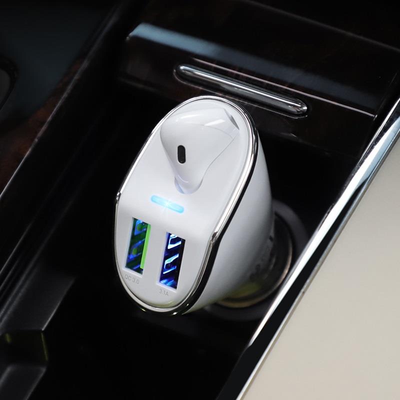 HOCO E47 ΦΟΡΤΙΣΤΗΣ ΑΥΤΟΚΙΝΗΤΟΥ QC3.0 ΚΑΙ ΑΚΟΥΣΤΙΚΟ HANDSFREE 2 ΣΕ 1 ΛΕΥΚΟ - Image 4