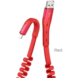 HOCO U78 COTTON TREASURE ELASTIC ΚΑΛΩΔΙΟ ΦΟΡΤΙΣΗΣ LIGHTNING, ΚΟΚΚΙΝΟ