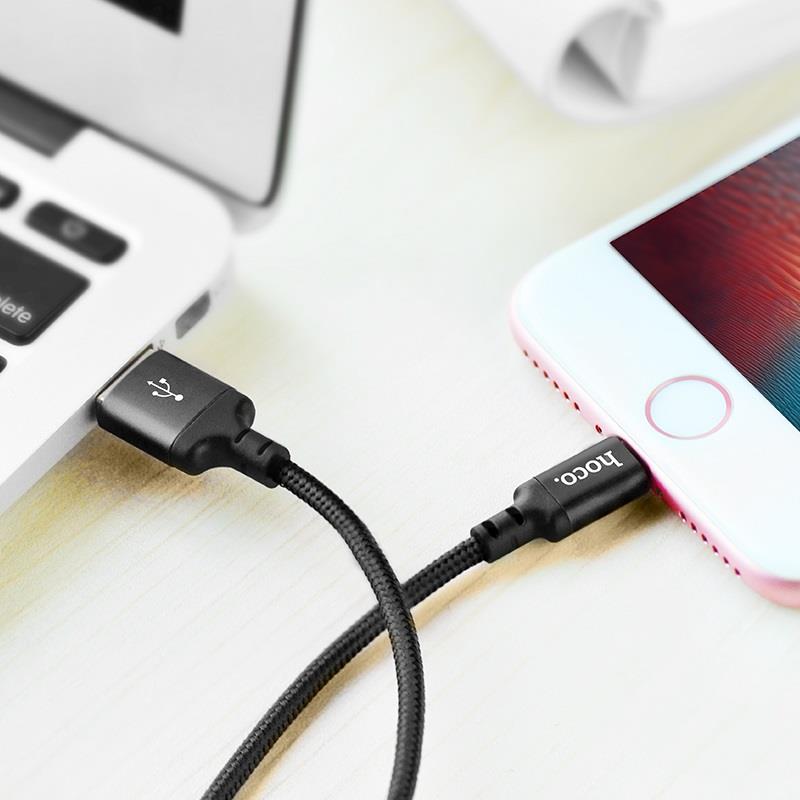 HOCO X14 TIMES SPEED LIGHTNING CHARGING CABLE(L=2M), ΜΑΥΡΟ - Image 3