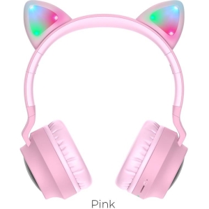 HOCO W27 ΑΚΟΥΣΤΙΚΑ ΜΕ ΑΥΤΙΑ ΓΑΤΑΣ ΜΕ LED, ΡΟΖ