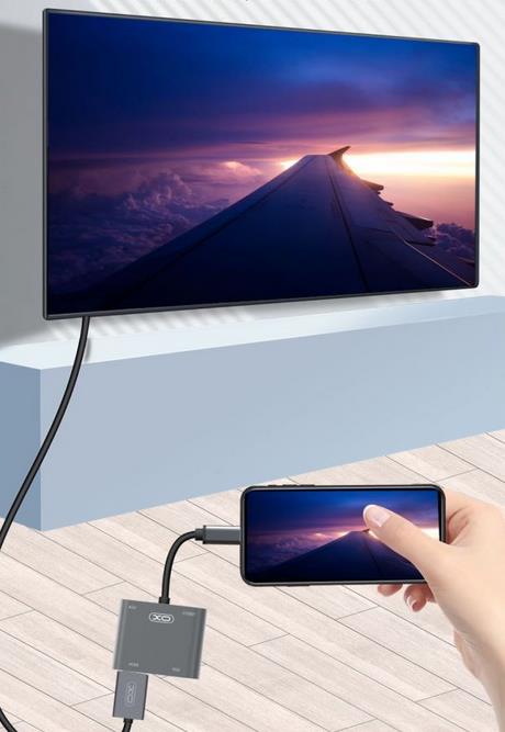 XO HUB001 4 IN 1 TYPEC TO HDMI/VGA/USB3.0/PD CHARGING - Image 4