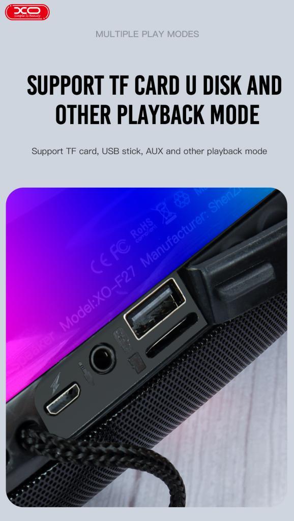 XO F27 ΗΧΕΙΟ BLUETOOTH, RGB LED/FM/TF/UDISK, ΚΟΚΚΙΝΟ - Image 2