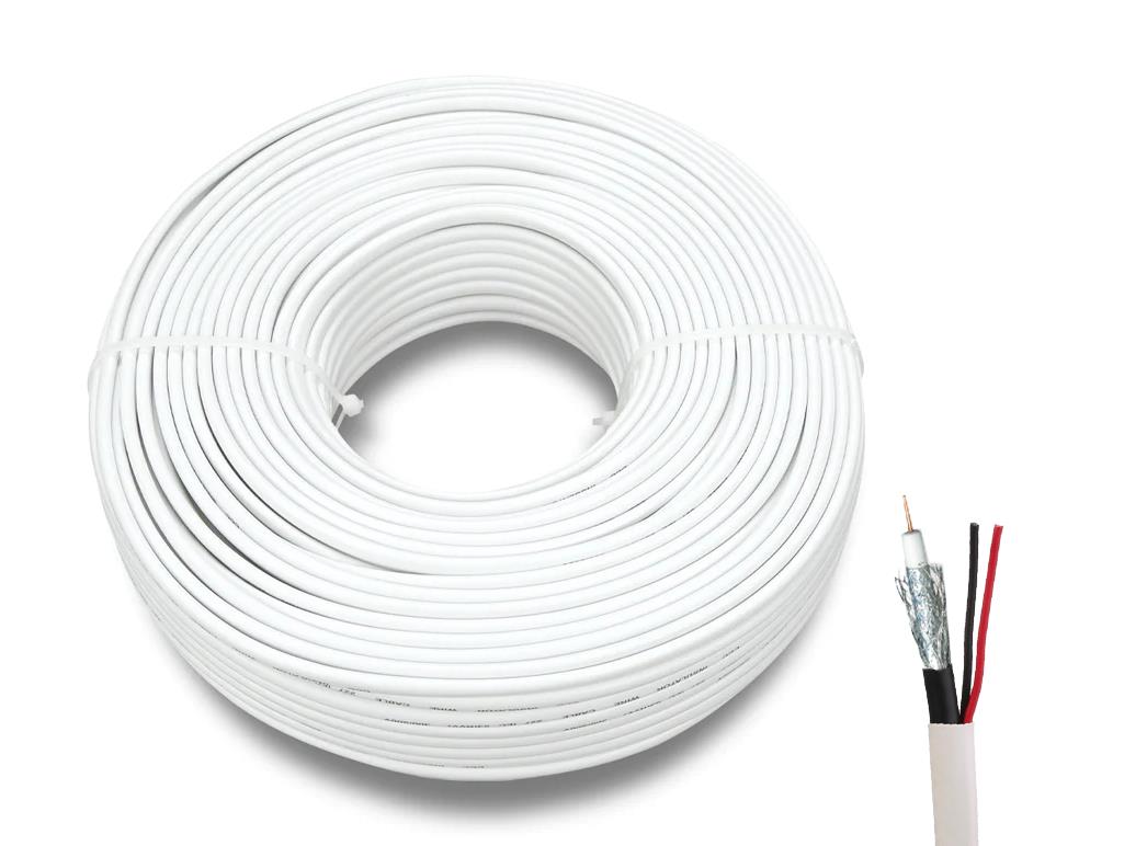 NG ΚΑΛΩΔΙΟ ΟΜΟΑΞΟΝΙΚΟ RG59 + ΤΡΟΦΟΔΟΣΙΑ 100m ΓΙΑ CCTV, ΧΑΛΚΟΣ