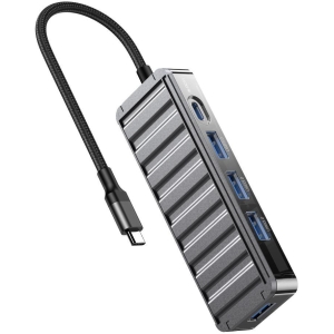 XO HUB015 5 in 1 USB HUB, 4x USB 3.0 + 1x TYPE-C (ΕΞΩΤ. ΤΡΟΦΟΔΟΣΙΑ)