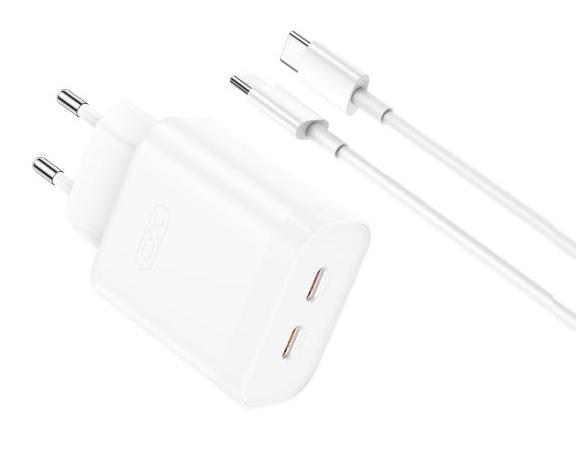 XO L105 ΦΟΡΤΙΣΤΗΣ, 35W, 2 ΘΥΡΕΣ PD, ΜΕ ΚΑΛΩΔΙΟ TYPE-C, ΛΕΥΚΟΣ (NB-Q190A)