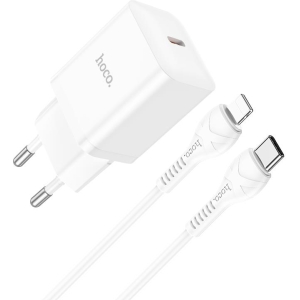 HOCO N27 ΦΟΡΤΙΣΤΗΣ INNOVATIVE ΜΕ ΚΑΛΩΔΙΟ LIGHTNING, PD20W, 1 ΘΥΡΑ, ΛΕΥΚΟ.