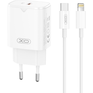 XO L131 ΦΟΡΤΙΣΤΗΣ PD30W, 1 ΘΥΡΑ, ΜΕ ΚΑΛΩΔΙΟ TYPE-C ΣΕ LIGHTNING, ΛΕΥΚΟ