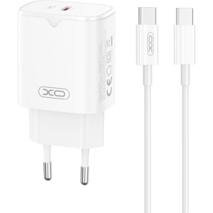 XO L131 ΦΟΡΤΙΣΤΗΣ PD30W, 1 ΘΥΡΑ, ΜΕ ΚΑΛΩΔΙΟ TYPE-C ΣΕ TYPE-C, ΛΕΥΚΟ