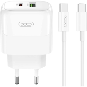 XO L138 ΦΟΡΤΙΣΤΗΣ 30W GAN NITRIDE 1 ΘΥΡΑ USB + 1 ΘΥΡΑ PD, ΚΑΛΩΔΙΟ TYPE-C, ΛΕΥΚΟ.