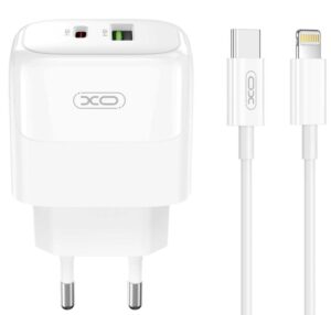 XO L138 ΦΟΡΤΙΣΤΗΣ 30W GAN NITRIDE 1 ΘΥΡΑ USB + 1 ΘΥΡΑ PD, ΚΑΛΩΔΙΟ LIGHTNING, ΛΕΥΚΟ