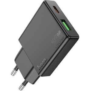 HOCO N38 DELGADO PD20W+QC3.0 ΦΟΡΤΙΣΤΗΣ, 2 ΘΥΡΕΣ,  ΜΑΥΡΟ