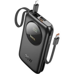 HOCO Q19 LUCKY FULLY COMPATIBLE POWER BANK, 10.000mAh, 30W ΜΕ ΟΘΟΝΗ, ΜΑΥΡΟ