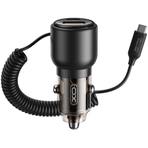 XO CC59 ΦΟΡΤΙΣΤΗΣ ΑΥΤΟΚΙΝΗΤΟΥ ΜΕ ΕΝΣΩΜΑΤΩΜΕΝΟ ΚΑΛΩΔΙΟ TYPE-C 110W , 1 ΘΥΡΑ TYPE-C + 1 ΘΥΡΑ USB, ΔΙΑΦΑΝΟΣ