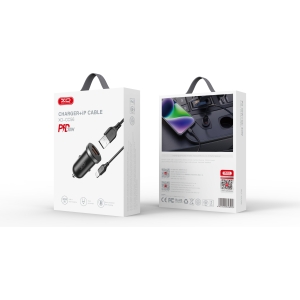 XO CC56 MINI ΦΟΡΤΙΣΤΗΣ ΑΥΤΟΚΙΝΗΤΟΥ ΜΕ ΚΑΛΩΔΙΟ LIGHTNING, 2 ΘΥΡΕΣ, 30W, ΜΑΥΡΟΣ